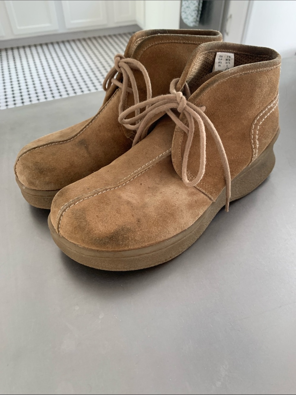 Lower East Side Brand Intentionally Distressed Suede Ankle Boots - Size 7.5 -